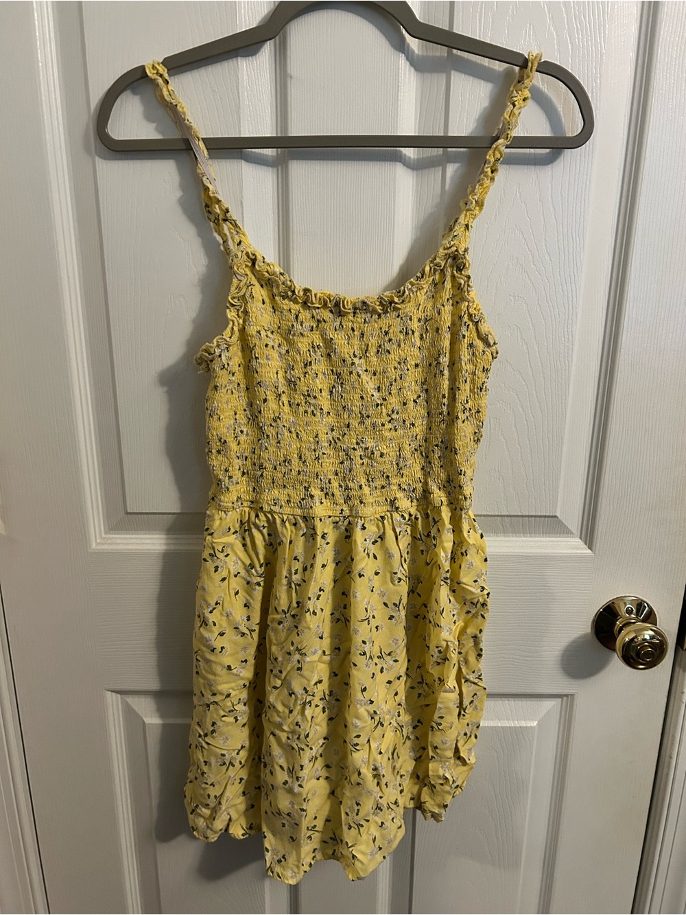 Yellow Floral Smocked Sundress